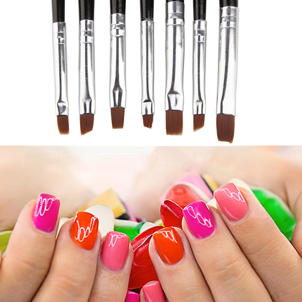 SET 7 PENNELLI MANICURE RICOSTRUZIONE DECORAZIONE UNGHIE NAIL ART PENNELLINO