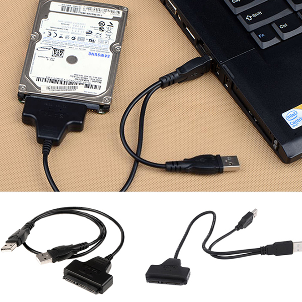 DGdolph Convertitore di Cavo Adattatore ssd Adattatore da 2,5 Pollici USB 2.0 a Sata 22 Pin da 2,5 Pollici Nero 25 cm 