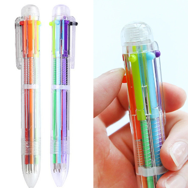 PENNA COLORATA MULTICOLORE INCHIOSTRI GADGET GIOCHI FESTE UFFICIO MOLLA