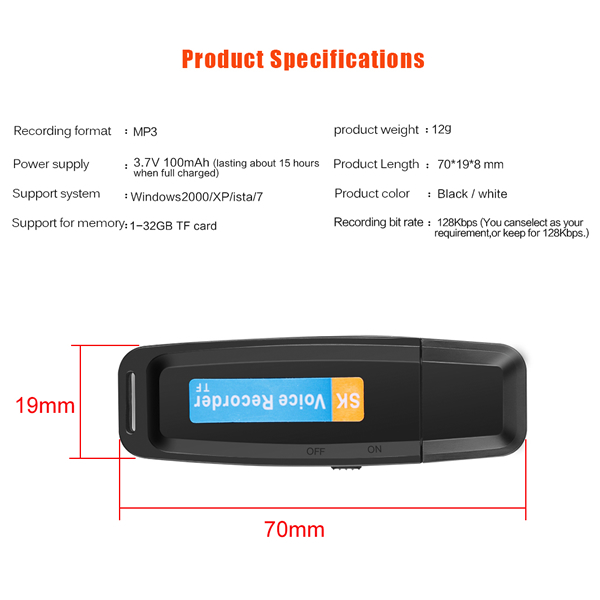 Registratore vocale tascabile conferenze corsi universita' usb ricaricabile